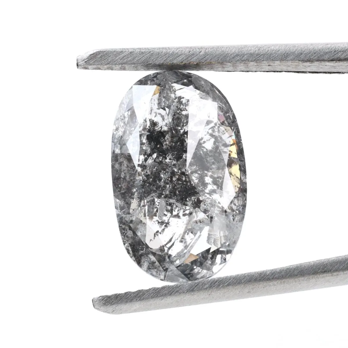 3.83 Ct Salt and Pepper Diamond, Natural Gray Smokey Oval Loose Diamonds for Minimalist Engagement Ring