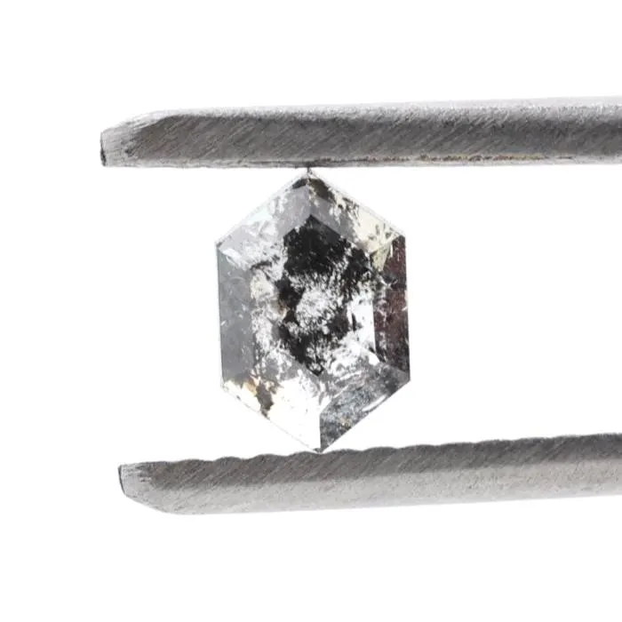 0.49 Cts Salt and Pepper Diamond, Natural Gray Hexagon Loose Diamonds for Engagement Ring
