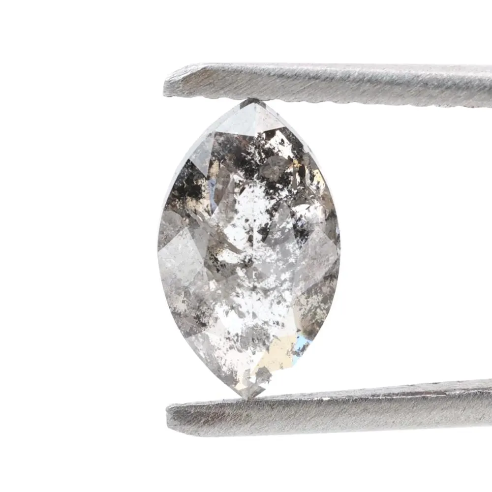 1.25 Carat Salt and Pepper Diamond, Natural Gray Color Marquise Loose Diamond for Engagement Ring