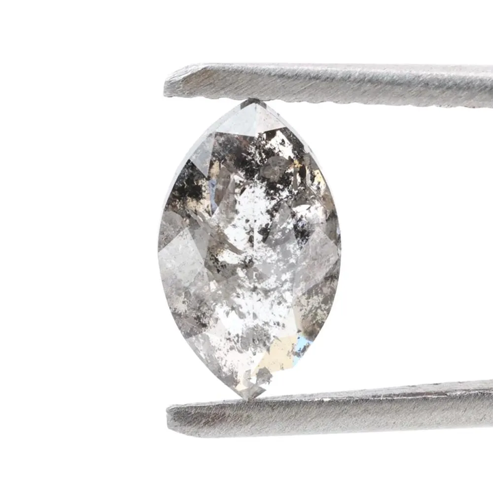 1.25 Carat Salt and Pepper Diamond, Natural Gray Color Marquise Loose Diamond for Engagement Ring