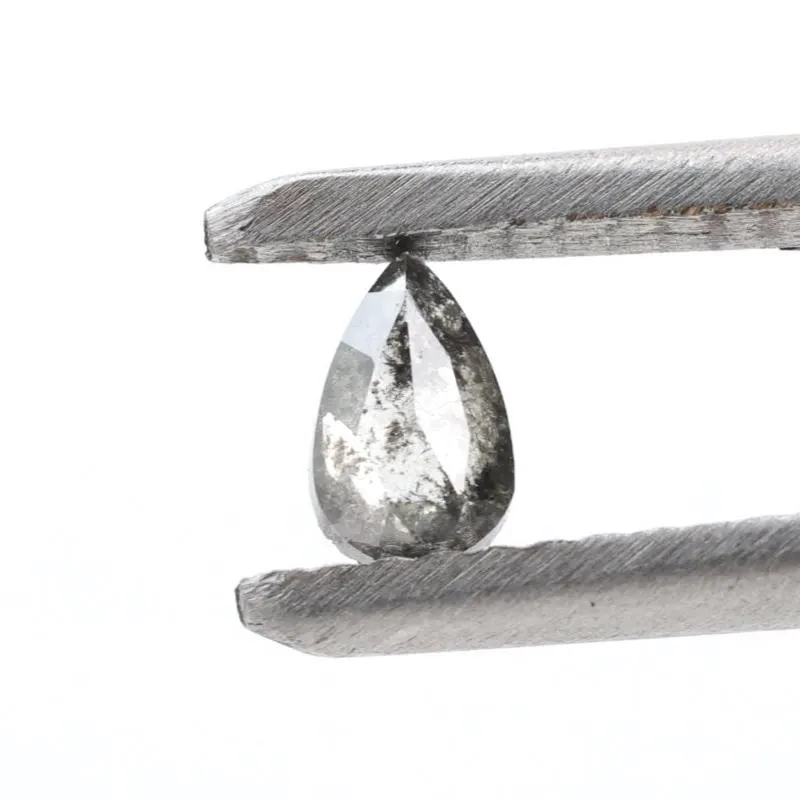 0.23 Ct Salt and Pepper Diamond, Natural Gray Color Pear Cut Loose Diamonds for Wedding Ring