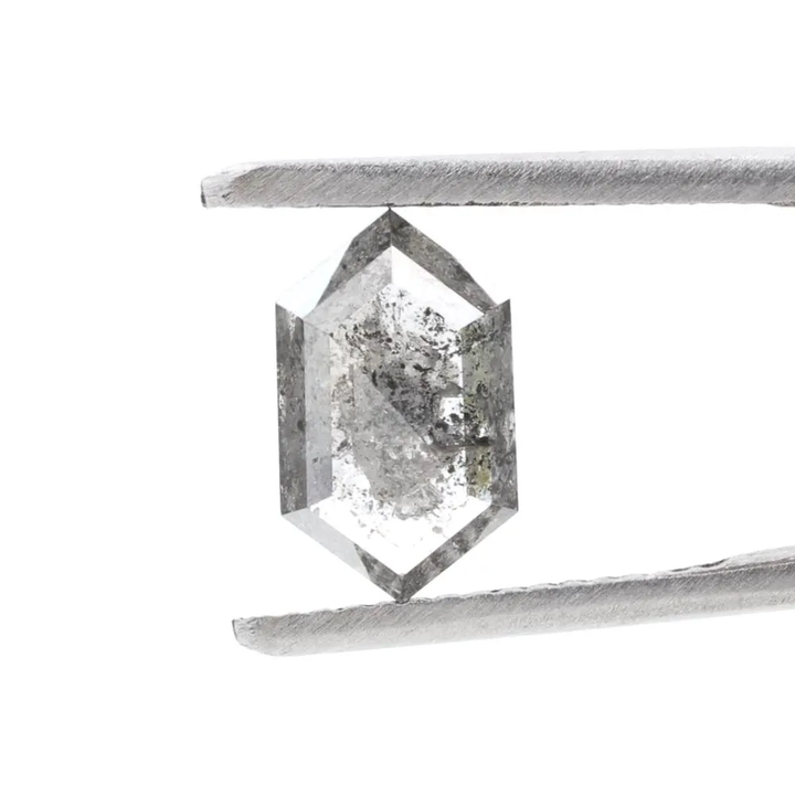 2.08 Ct Salt and Pepper Diamond, Natural Gray Color Hexagon Cut Loose Diamonds for Engagement Ring