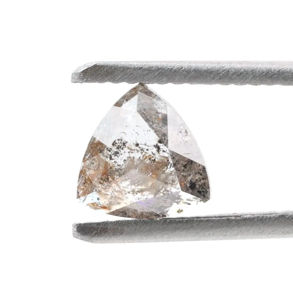 0.91 Ct Salt and Pepper Diamond, Natural Gray Trillion Loose Diamonds for Engagement Ring