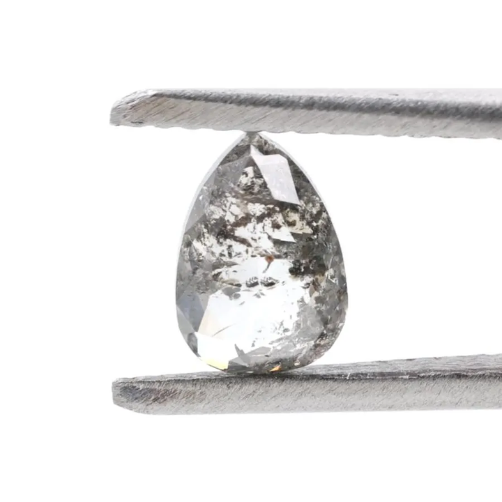 0.80 Ct Salt and Pepper Diamond, Natural Gray Color Pear Cut Loose Diamonds for Engagement Ring