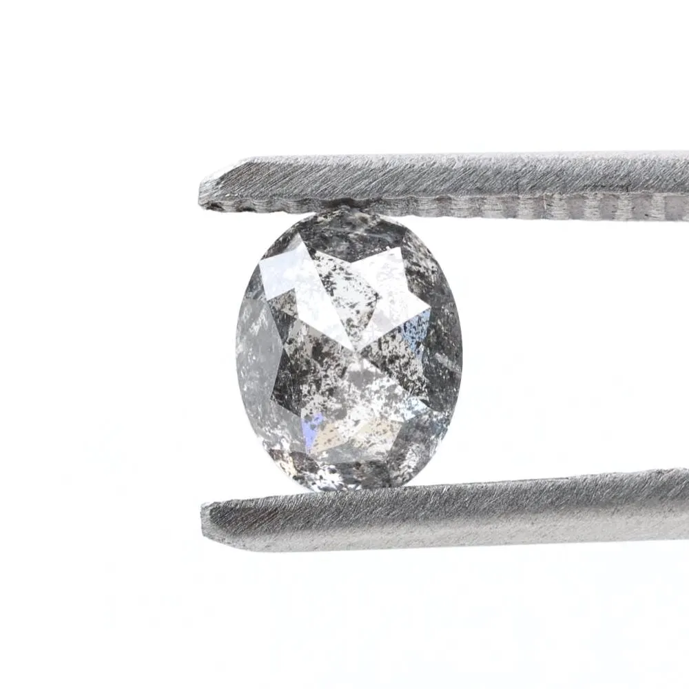 1.23 Ct Salt and Pepper Diamond, Natural Gray Oval Cut Loose Diamonds for Minimalist Engagement Ring