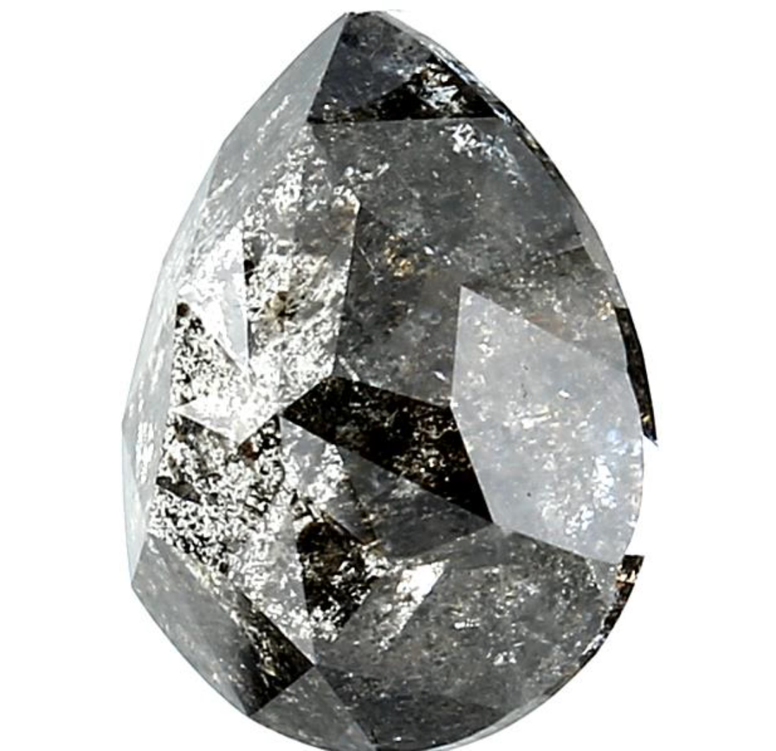 Salt and Pepper Diamond, 5.17 Ct Natural Gray Color Pear Cut Loose Diamond for Engagement Ring
