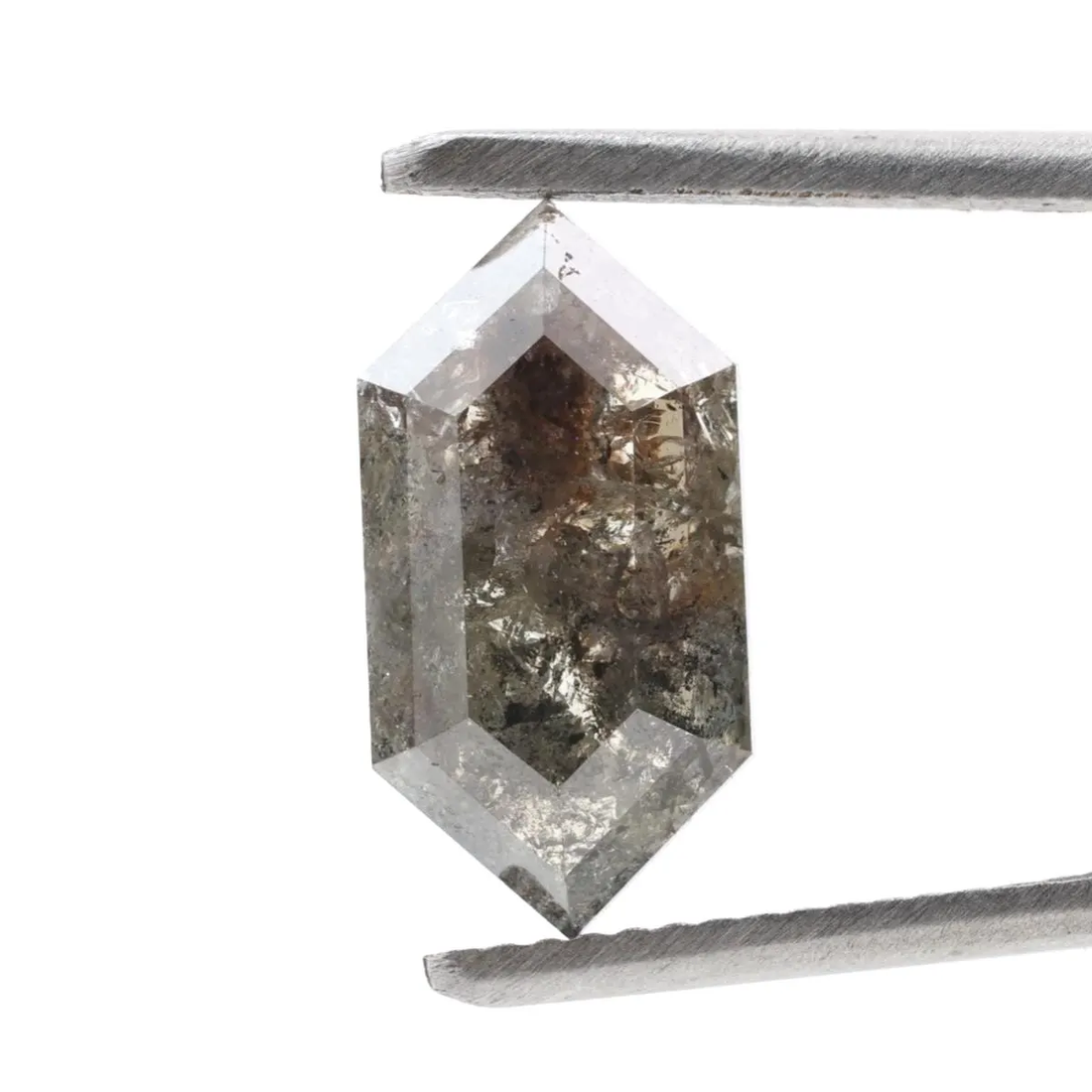 3.12 Ct Salt and Pepper Diamond, Natural Gray Hexagon Cut Loose Diamonds for Engagement Ring