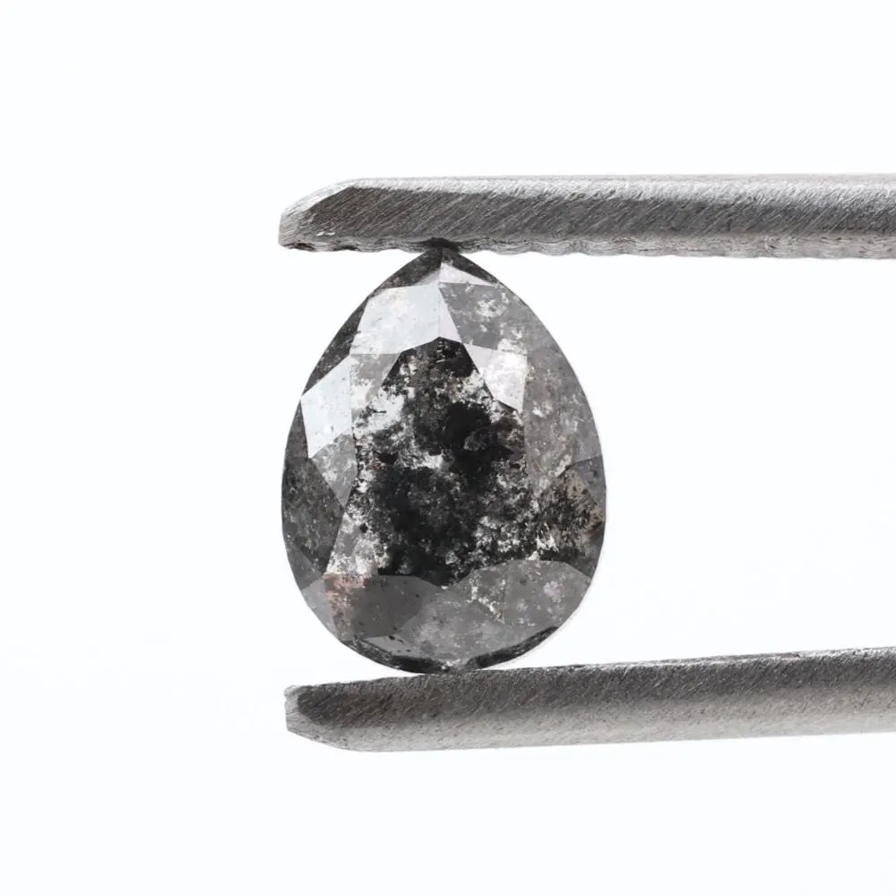 1.17 Ct Salt and Pepper Diamond, Natural Gray Color Pear Cut Loose Diamonds for Wedding Ring