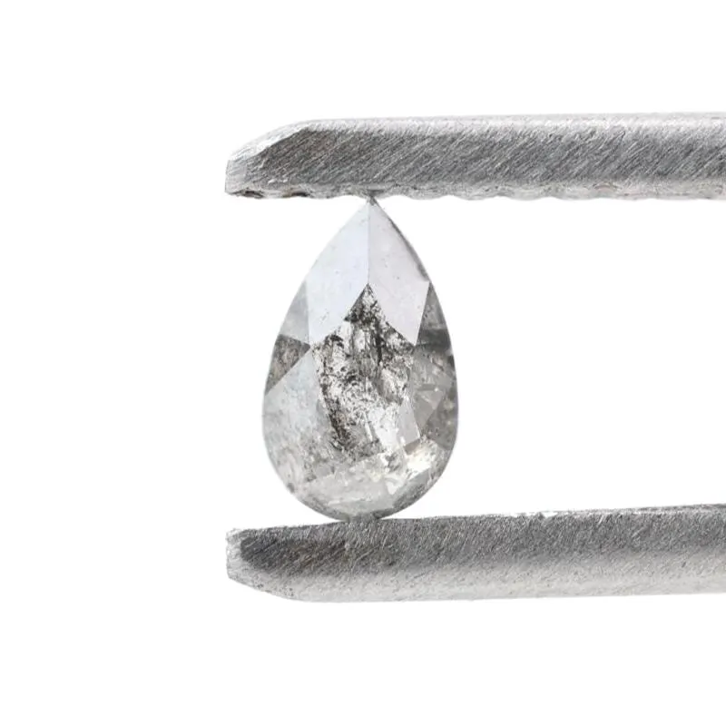 0.27 Ct Salt and Pepper Diamond, Natural Gray Color Pear Cut Loose Diamonds for Wedding Ring