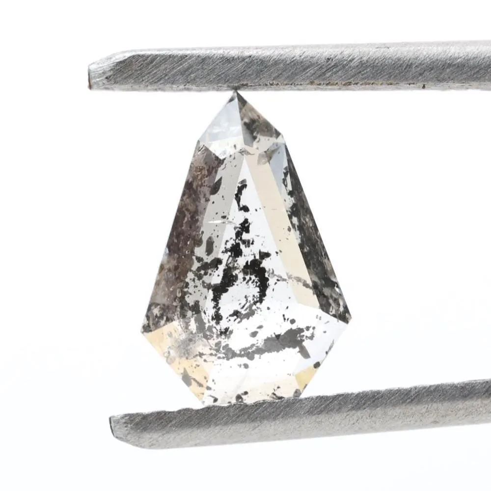 0.91 Ct Salt and Pepper Diamond, Natural Gray Shield Loose Diamonds for Engagement Ring