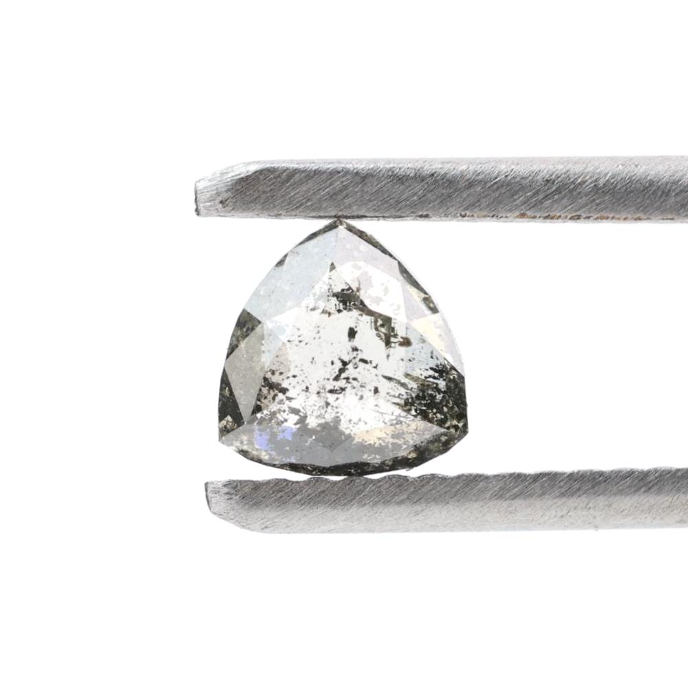 0.52 Ct Salt and Pepper Diamond, Natural Gray Trillion Loose Diamonds for Engagement Ring