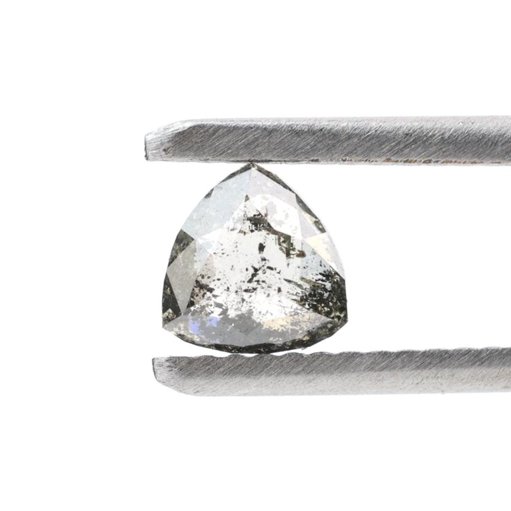 0.52 Ct Salt and Pepper Diamond, Natural Gray Trillion Loose Diamonds for Engagement Ring