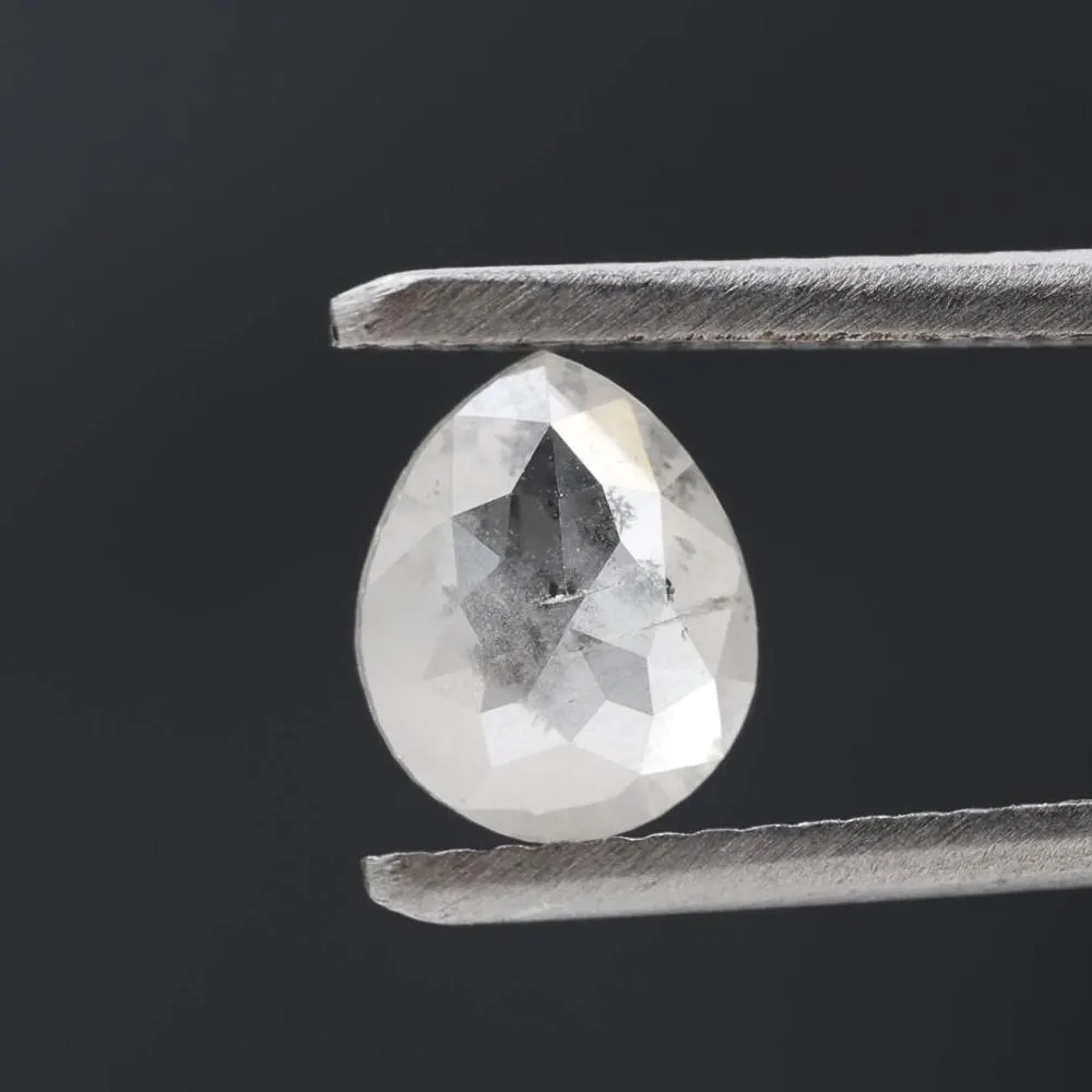 0.96 Ct Salt and Pepper Diamond, Natural Gray Color Pear Cut Loose Diamonds for Engagement Ring