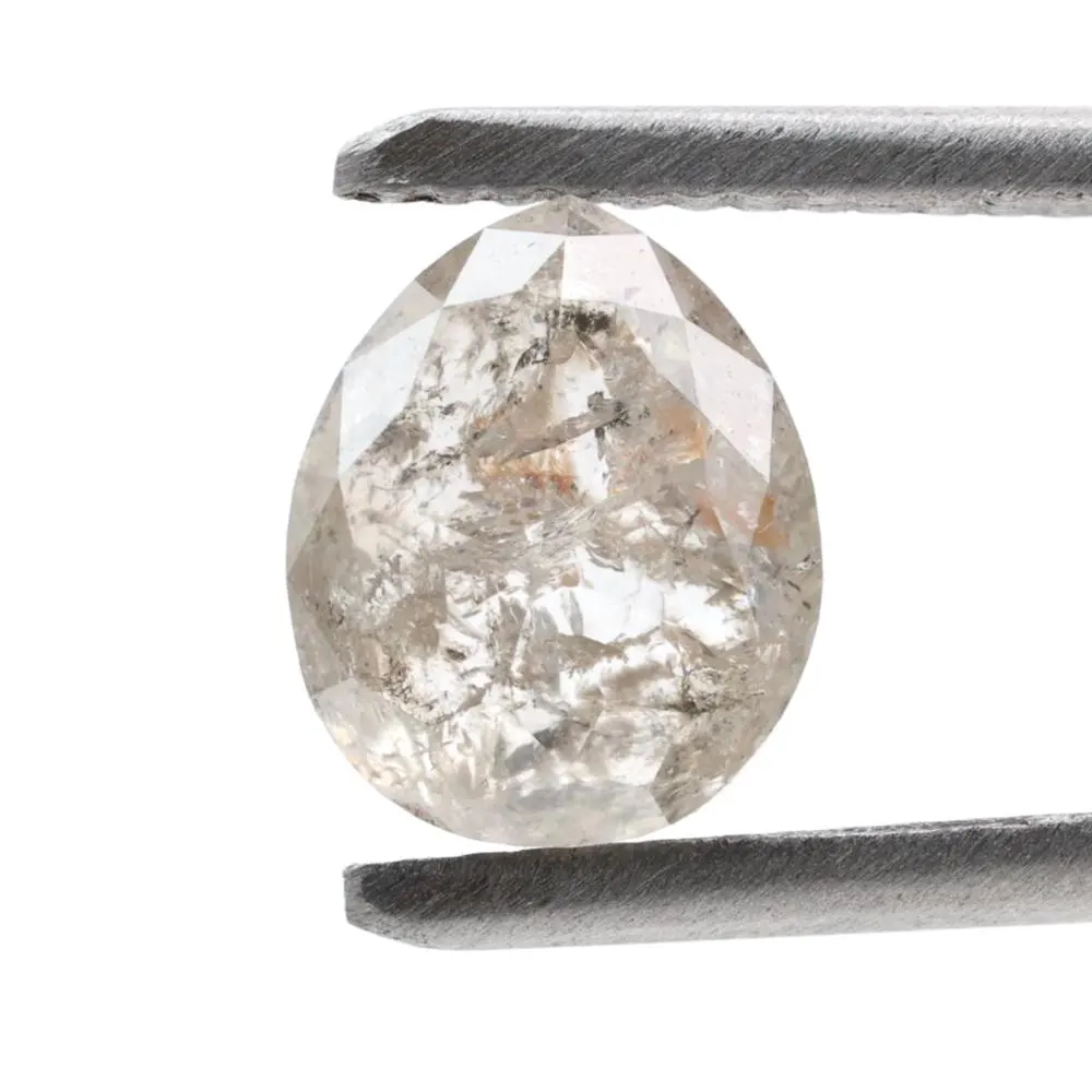 2.24 Ct Salt and Pepper Diamond, Natural Gray Color Pear Cut Loose Diamonds for Engagement Ring