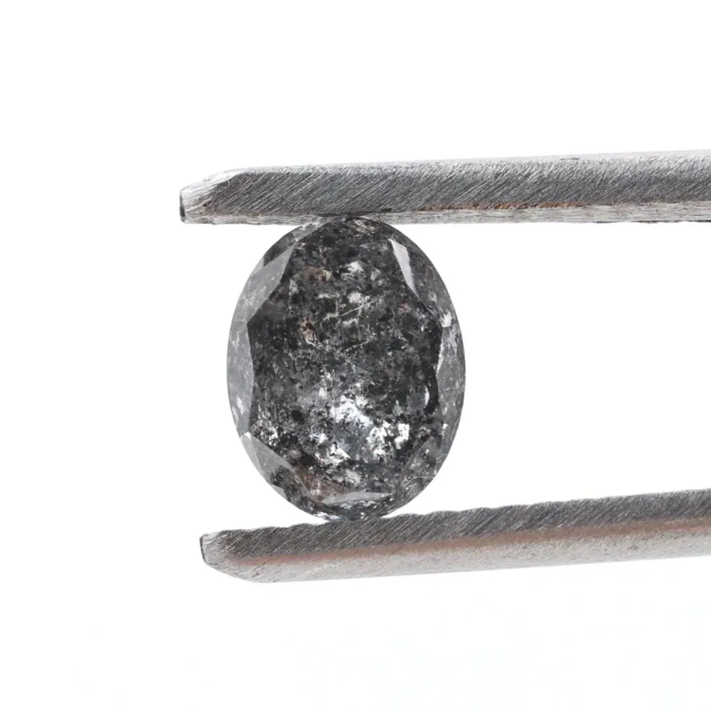 1.23 Ct Salt and Pepper Diamond, Natural Gray Oval Cut Loose Diamonds for Minimalist Engagement Ring