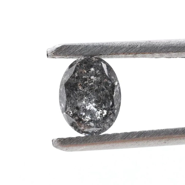 1.23 Ct Salt and Pepper Diamond, Natural Gray Oval Cut Loose Diamonds for Minimalist Engagement Ring