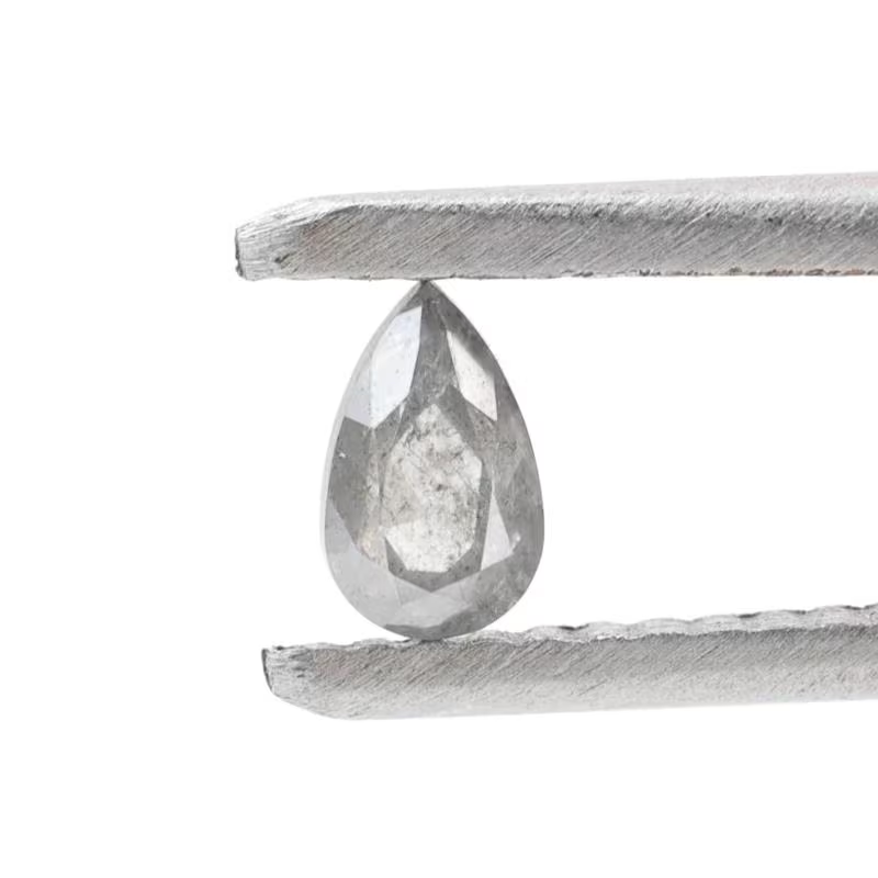 0.26 Ct Salt and Pepper Diamond, Natural Gray Color Pear Cut Loose Diamonds for Wedding Ring