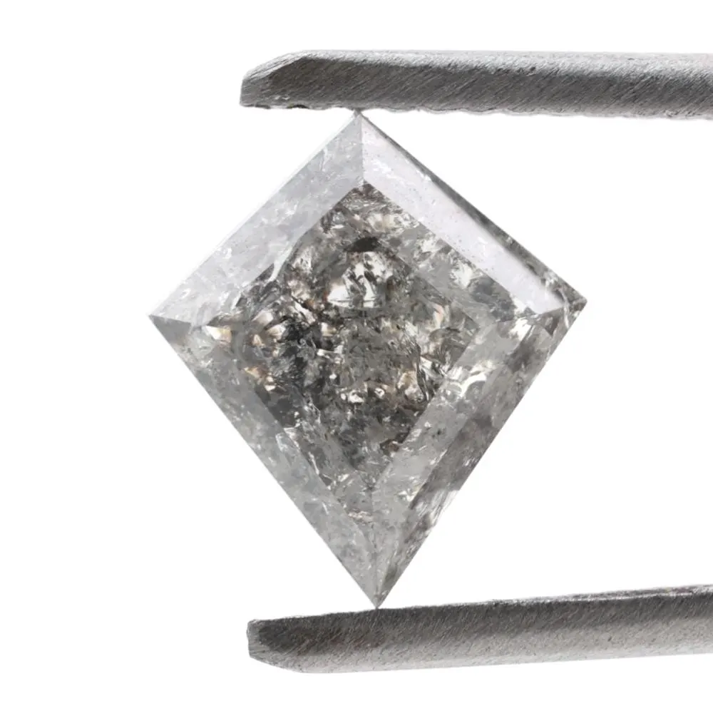 1.72 Ct Salt and Pepper Diamond, Natural Gray Kite Loose Diamonds for Engagement Ring