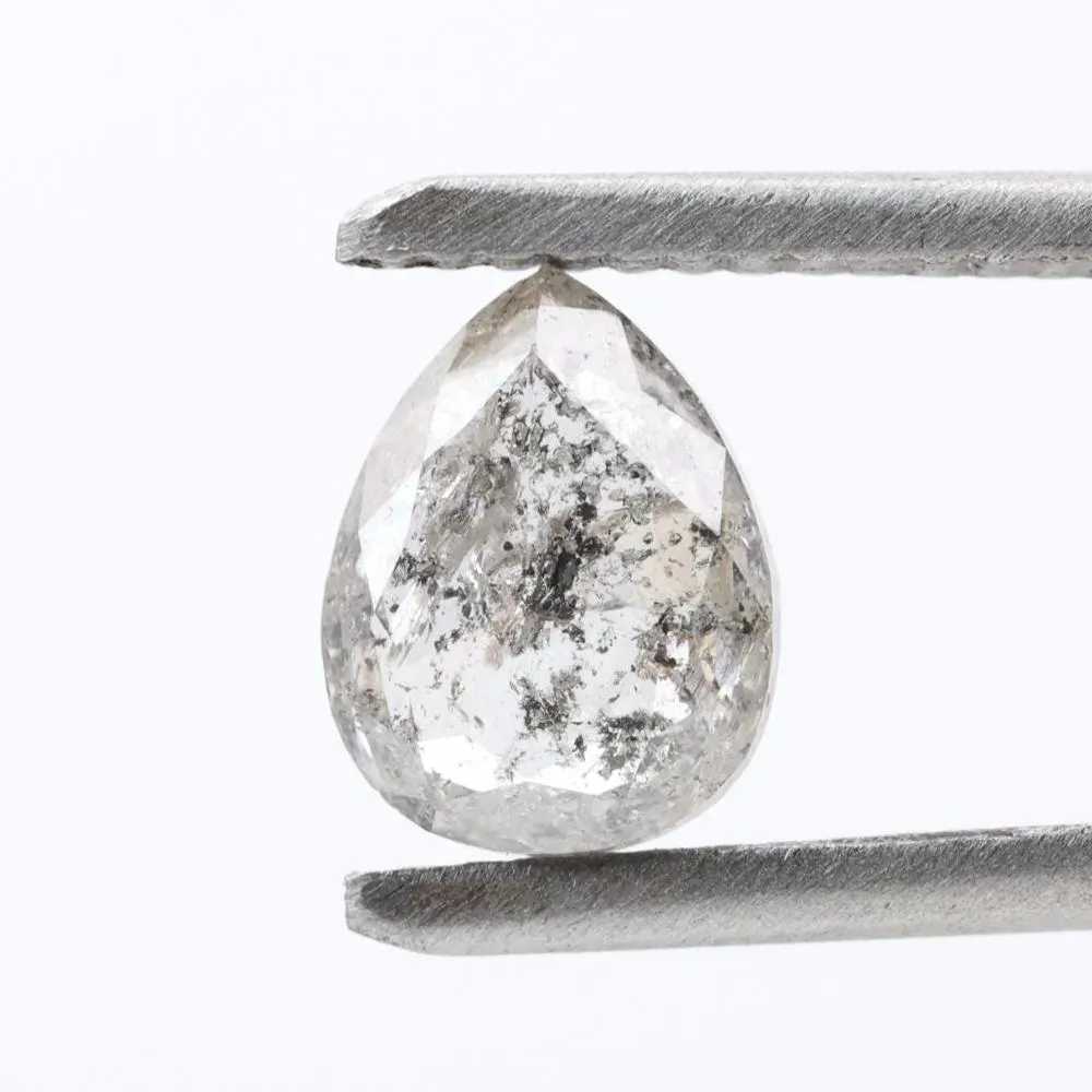 1.31 Ct Salt and Pepper Diamond, Natural Gray Color Pear Cut Loose Diamonds for Engagement Ring