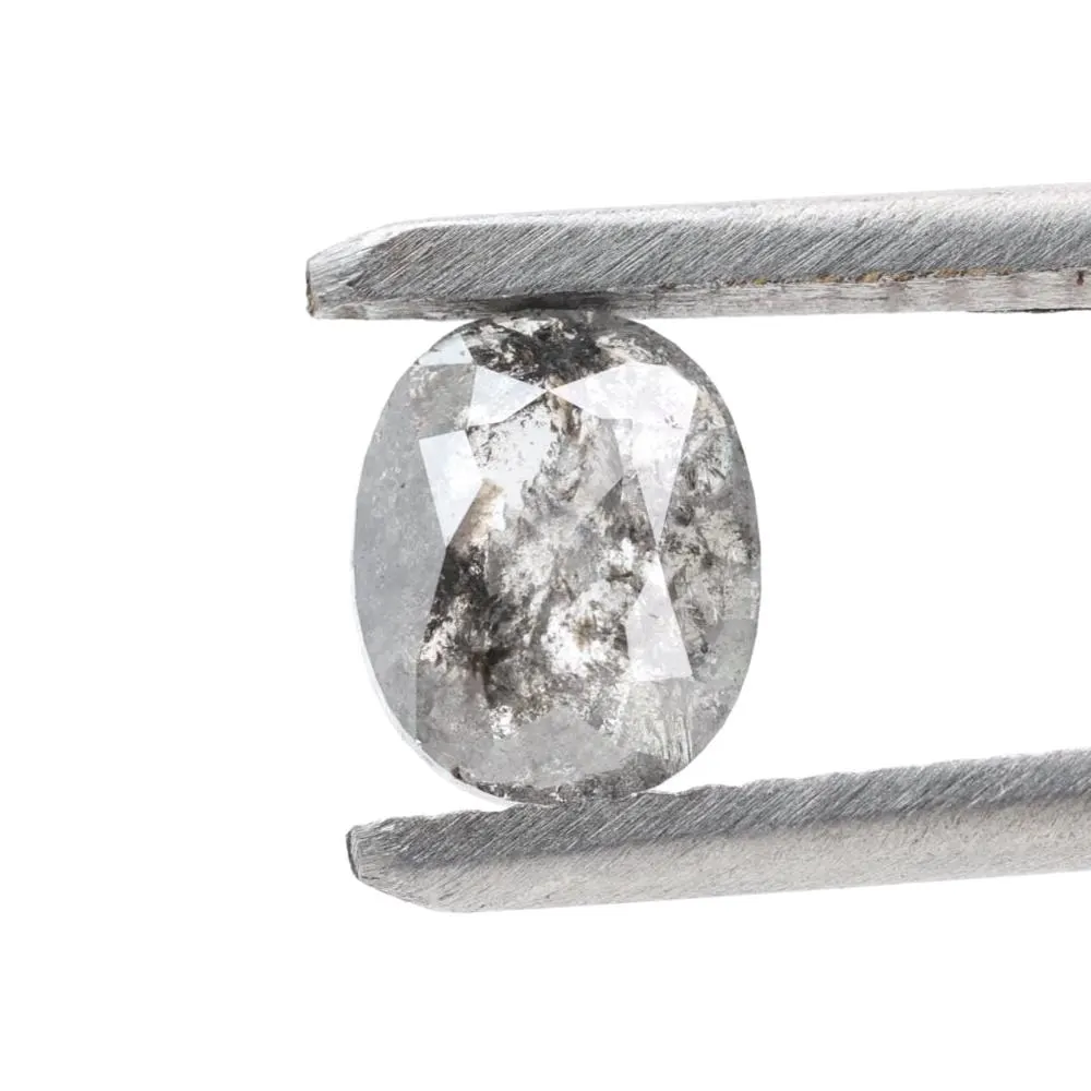 0.85 Ct Salt and Pepper Diamond, Natural Gray Smokey Oval Loose Diamonds for Minimalist Engagement Ring