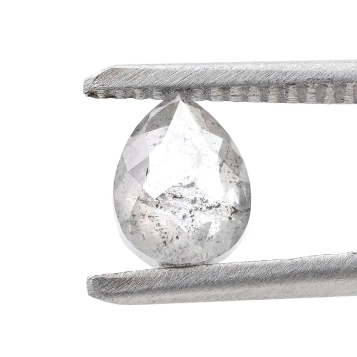 1.10 Ct Salt and Pepper Diamond, Natural Smokey Gray Color Pear Cut Loose Diamonds for Engagement Ring