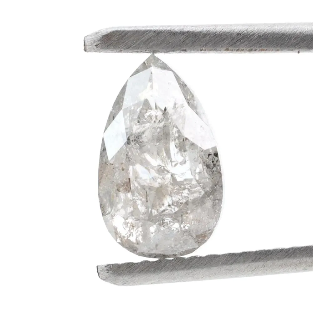 1.62 Ct Salt and Pepper Diamond, Natural Gray Color Pear Cut Loose Diamonds for Engagement Ring