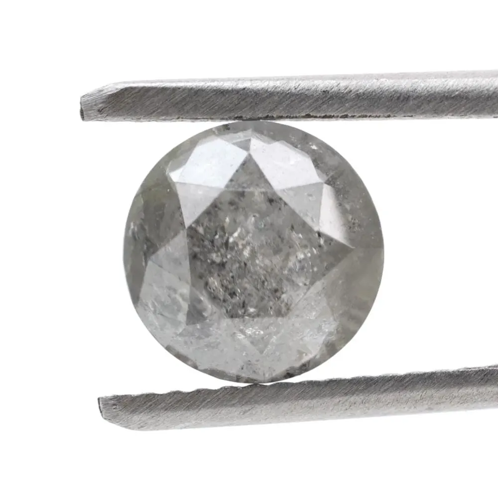 2.47 Carat Salt and Pepper Diamond, Natural Gray Round Loose Diamonds for Engagement Ring