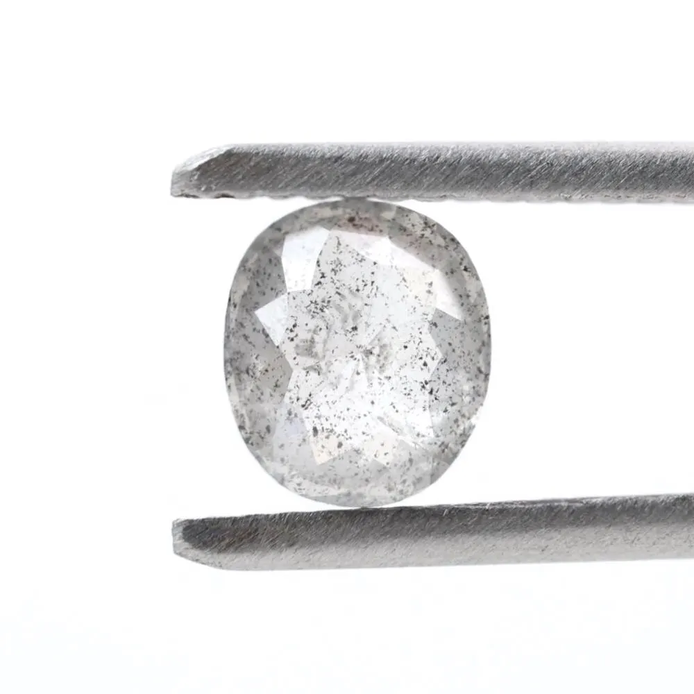 0.97 Ct Salt and Pepper Diamond, Natural Gray Smokey Oval Loose Diamonds for Minimalist Engagement Ring