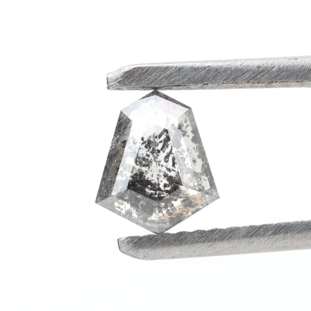 0.81 Ct Salt and Pepper Diamond, Natural Gray Shield Loose Diamonds for Engagement Ring
