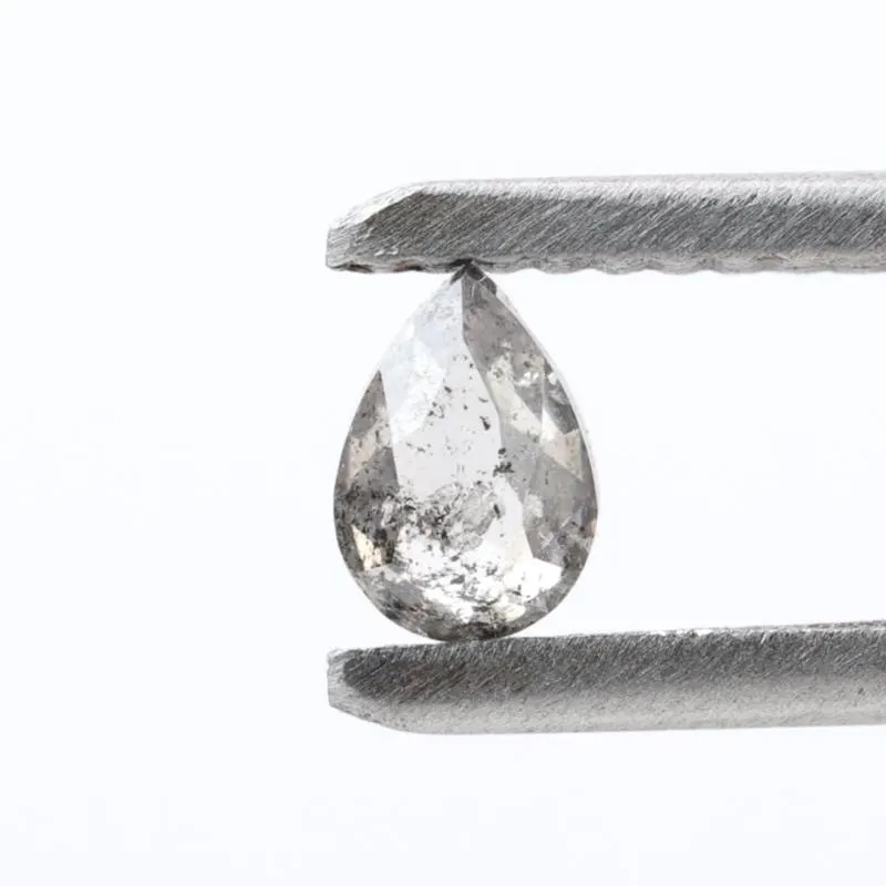 0.24 Ct Salt and Pepper Diamond, Natural Gray Color Pear Cut Loose Diamonds for Engagement Ring