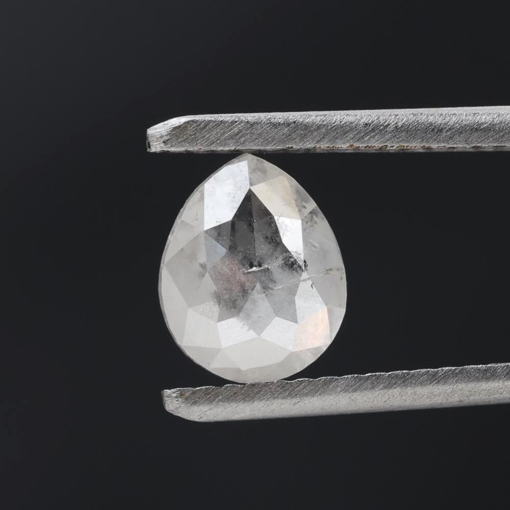 0.96 Ct Salt and Pepper Diamond, Natural Gray Color Pear Cut Loose Diamonds for Engagement Ring