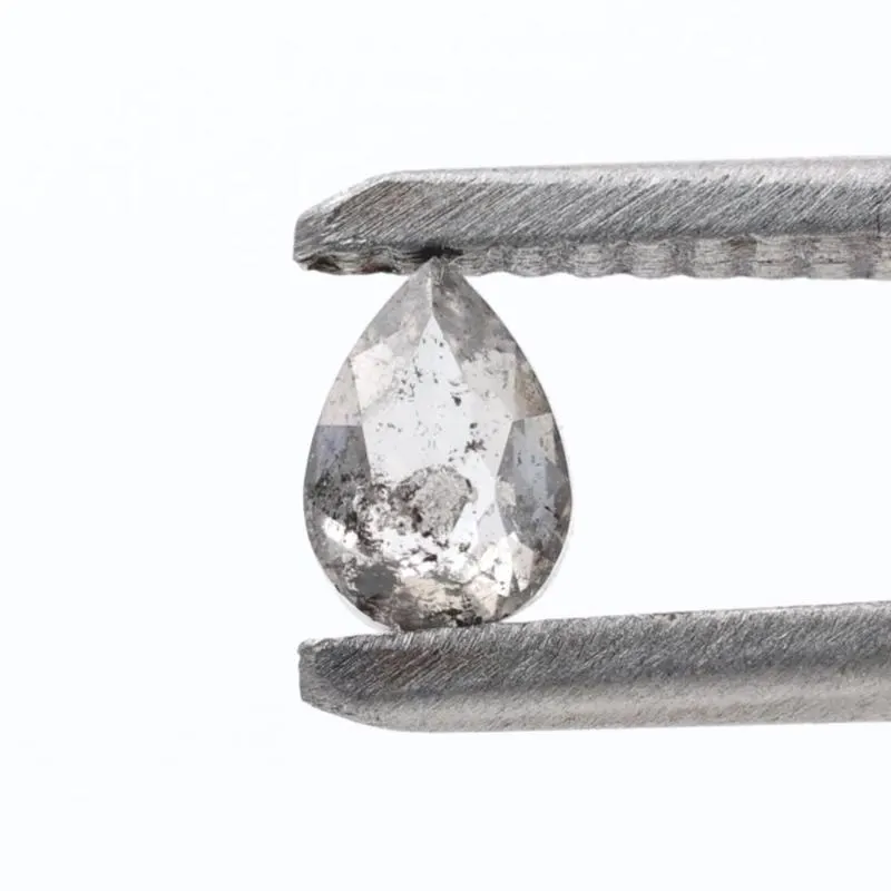0.24 Ct Salt and Pepper Diamond, Natural Gray Color Pear Cut Loose Diamonds for Engagement Ring
