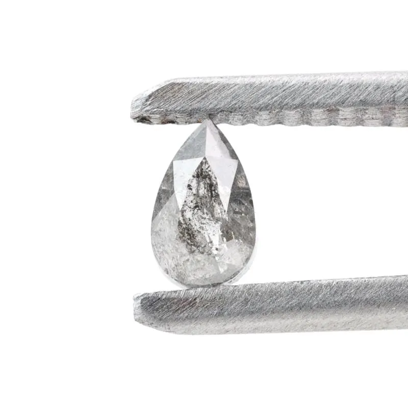 0.27 Ct Salt and Pepper Diamond, Natural Gray Color Pear Cut Loose Diamonds for Wedding Ring