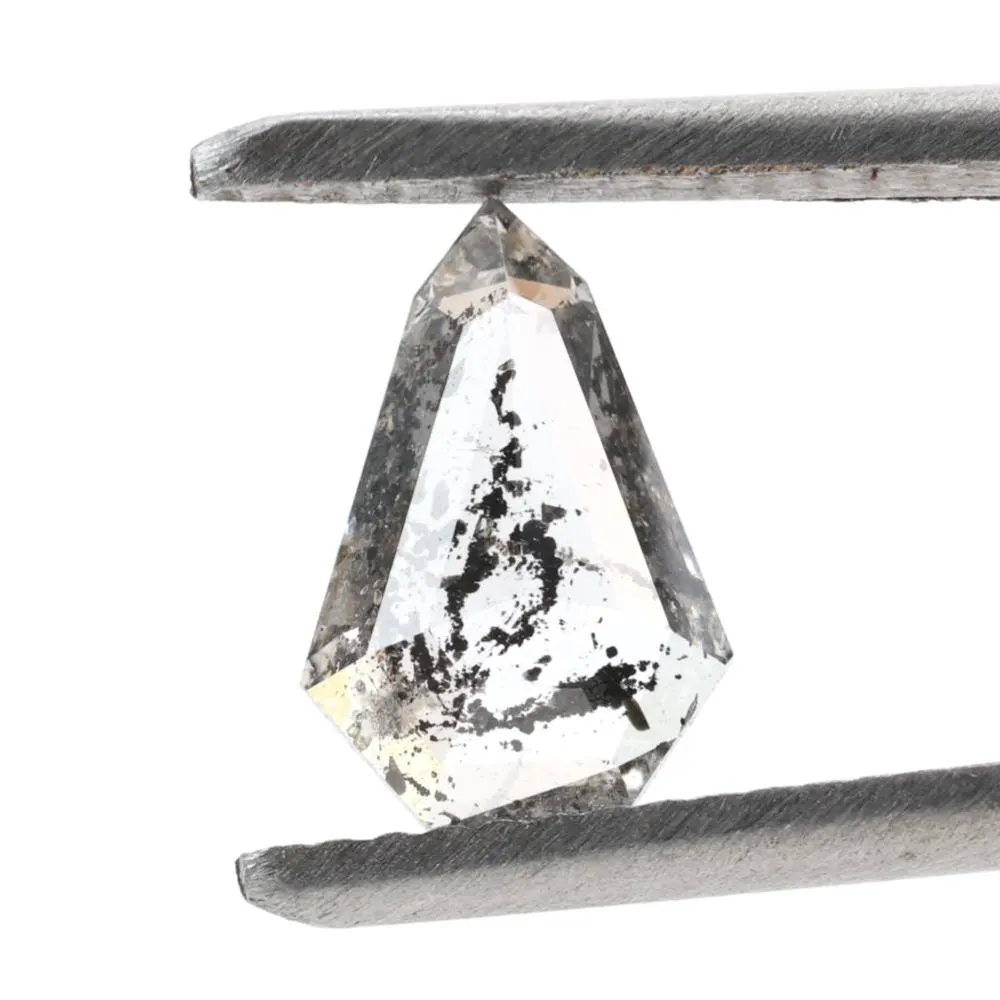 0.91 Ct Salt and Pepper Diamond, Natural Gray Shield Loose Diamonds for Engagement Ring