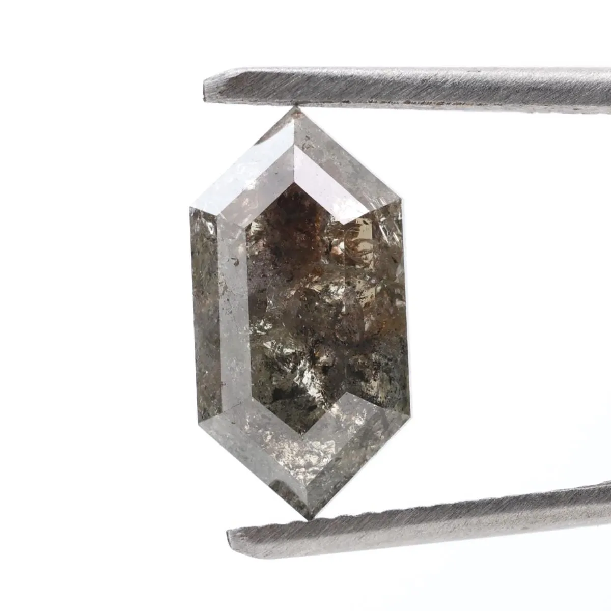 3.12 Ct Salt and Pepper Diamond, Natural Gray Hexagon Cut Loose Diamonds for Engagement Ring
