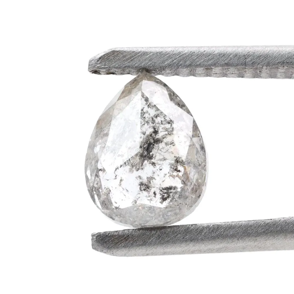 1.31 Ct Salt and Pepper Diamond, Natural Gray Color Pear Cut Loose Diamonds for Engagement Ring