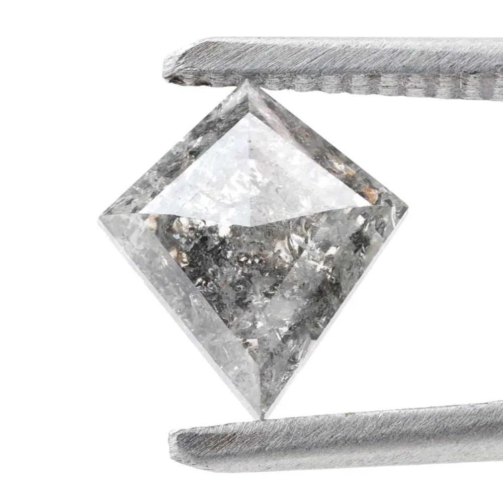 1.72 Ct Salt and Pepper Diamond, Natural Gray Kite Loose Diamonds for Engagement Ring