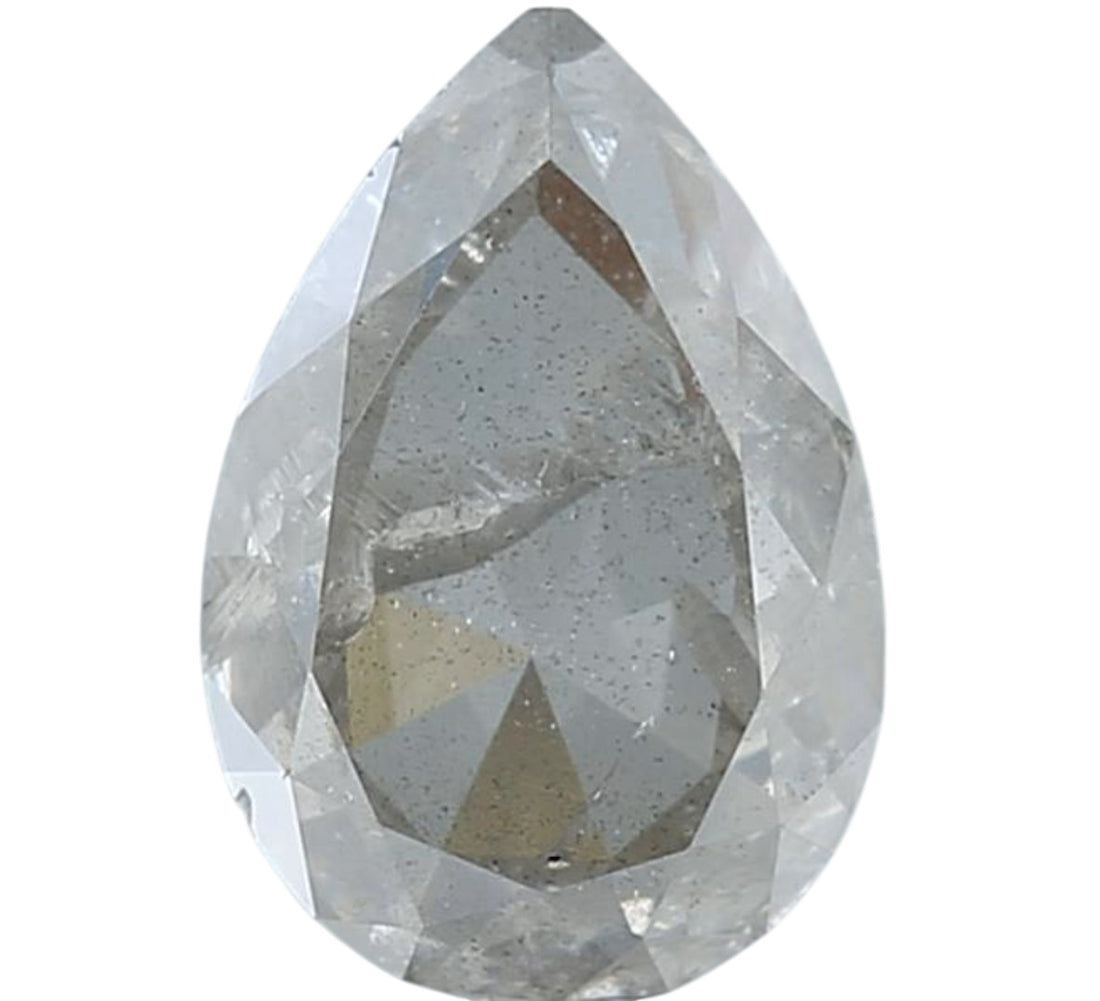 Salt and Pepper Diamond, 2.76 Ct Natural Gray Color Pear Cut Loose Diamonds for Engagement Ring