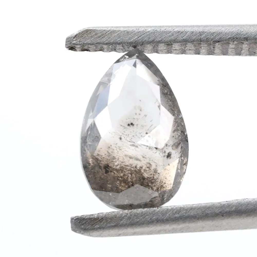 1.51 Ct Salt and Pepper Diamond, Natural Gray Color Pear Cut Loose Diamonds for Engagement Ring