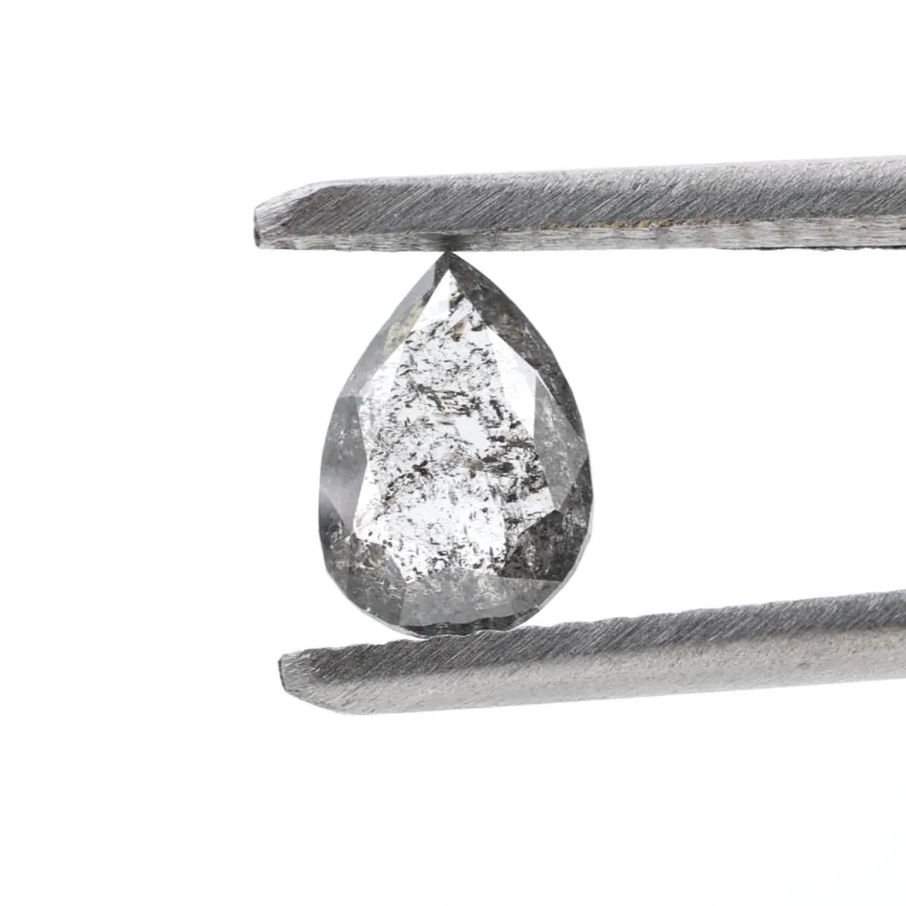 0.68 Ct Salt and Pepper Diamond, Natural Gray Color Pear Cut Loose Diamonds for Engagement Ring