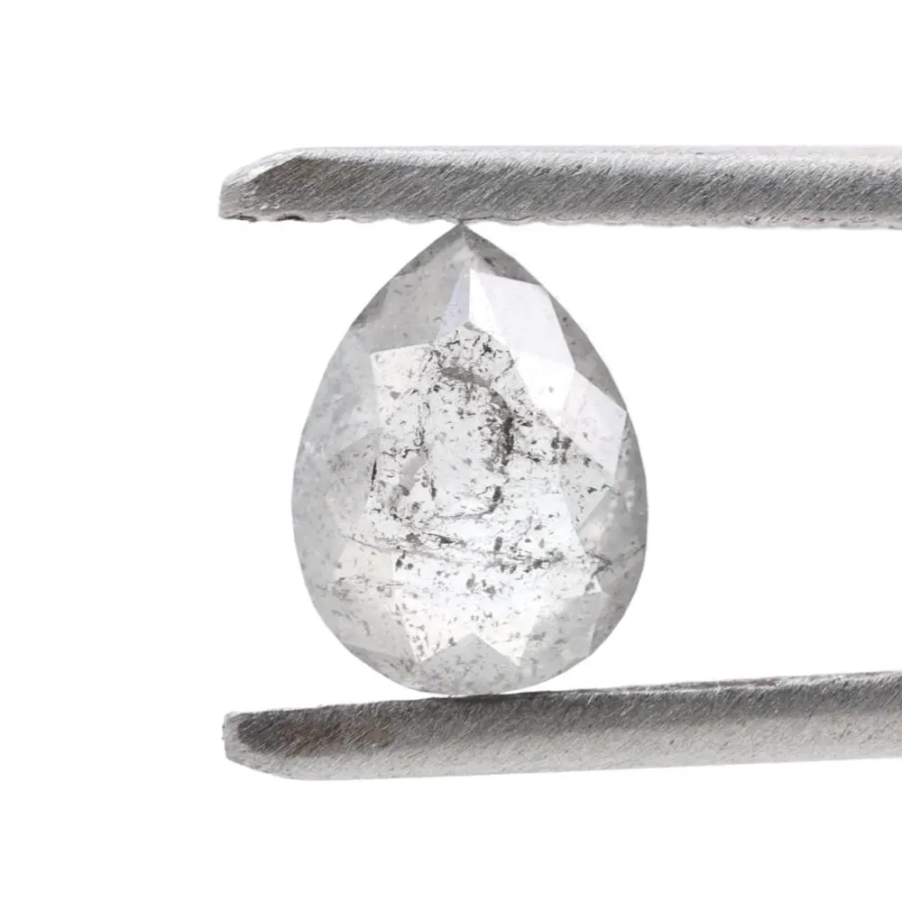 1.10 Ct Salt and Pepper Diamond, Natural Smokey Gray Color Pear Cut Loose Diamonds for Engagement Ring