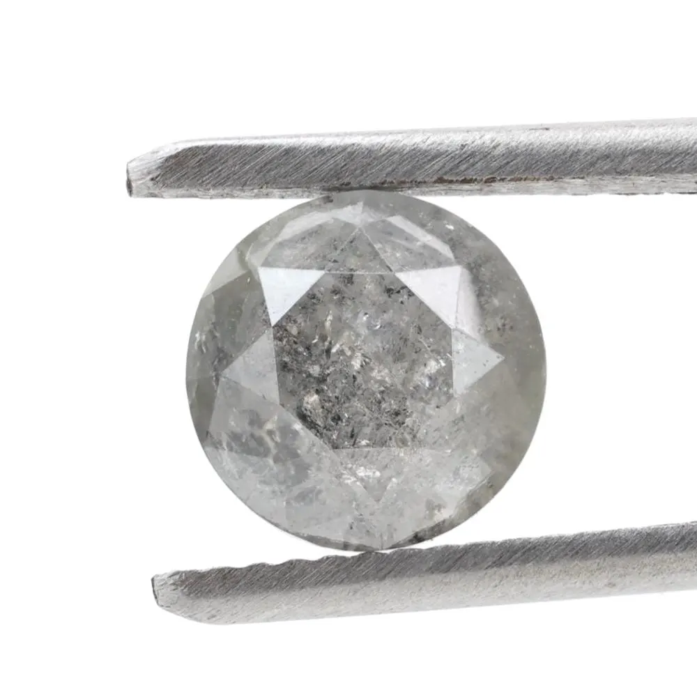 2.47 Carat Salt and Pepper Diamond, Natural Gray Round Loose Diamonds for Engagement Ring