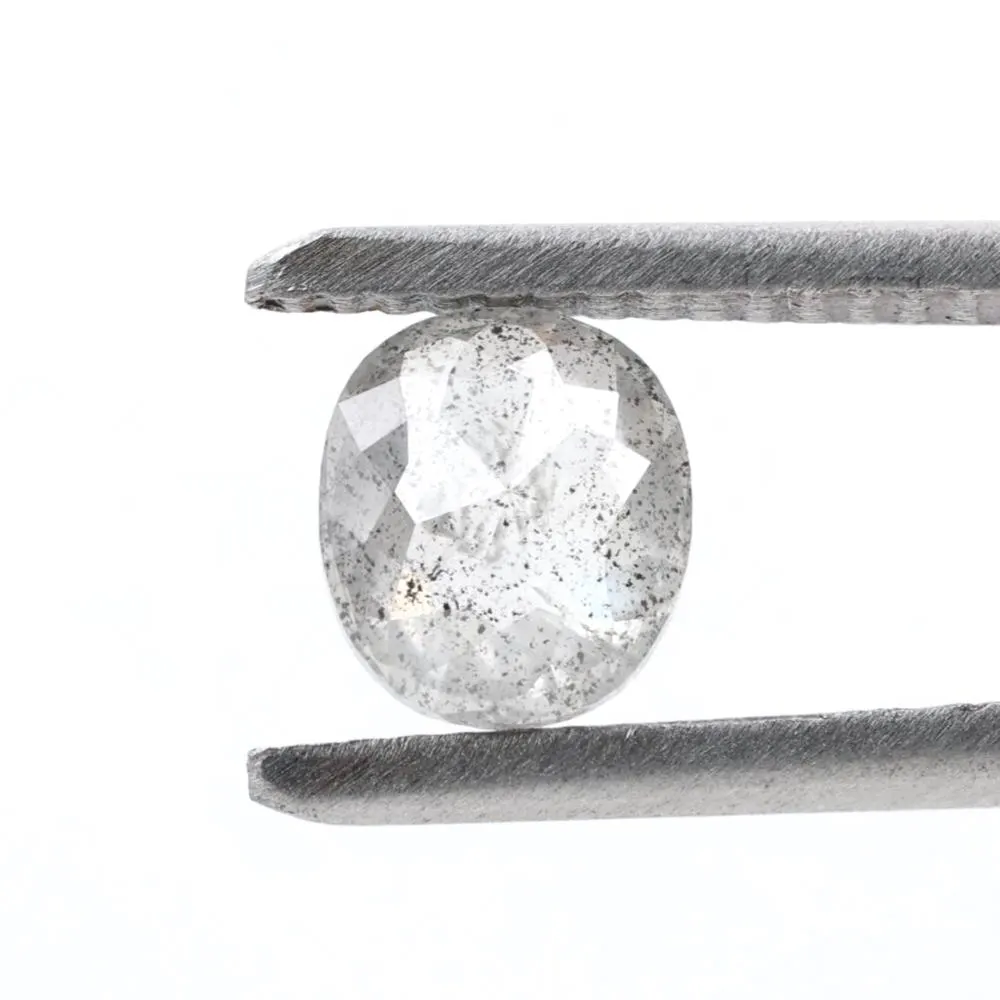 0.97 Ct Salt and Pepper Diamond, Natural Gray Smokey Oval Loose Diamonds for Minimalist Engagement Ring