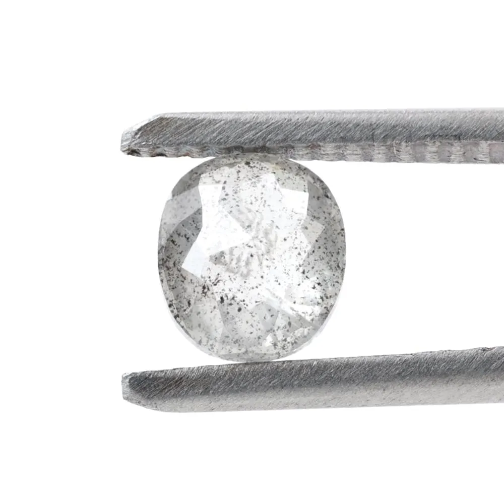 0.97 Ct Salt and Pepper Diamond, Natural Gray Smokey Oval Loose Diamonds for Minimalist Engagement Ring