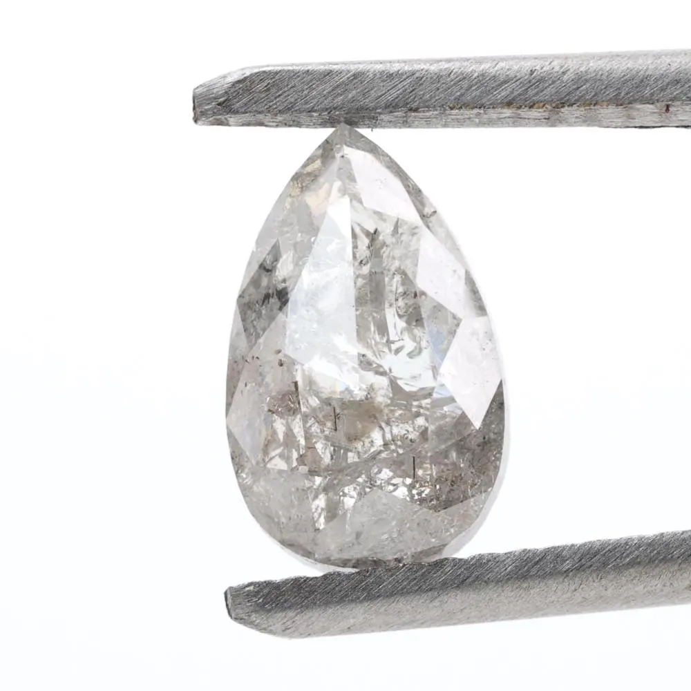 1.62 Ct Salt and Pepper Diamond, Natural Gray Color Pear Cut Loose Diamonds for Engagement Ring