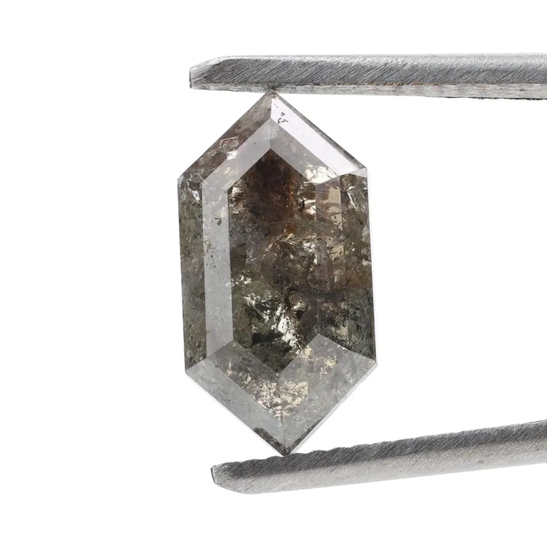 3.12 Ct Salt and Pepper Diamond, Natural Gray Hexagon Cut Loose Diamonds for Engagement Ring