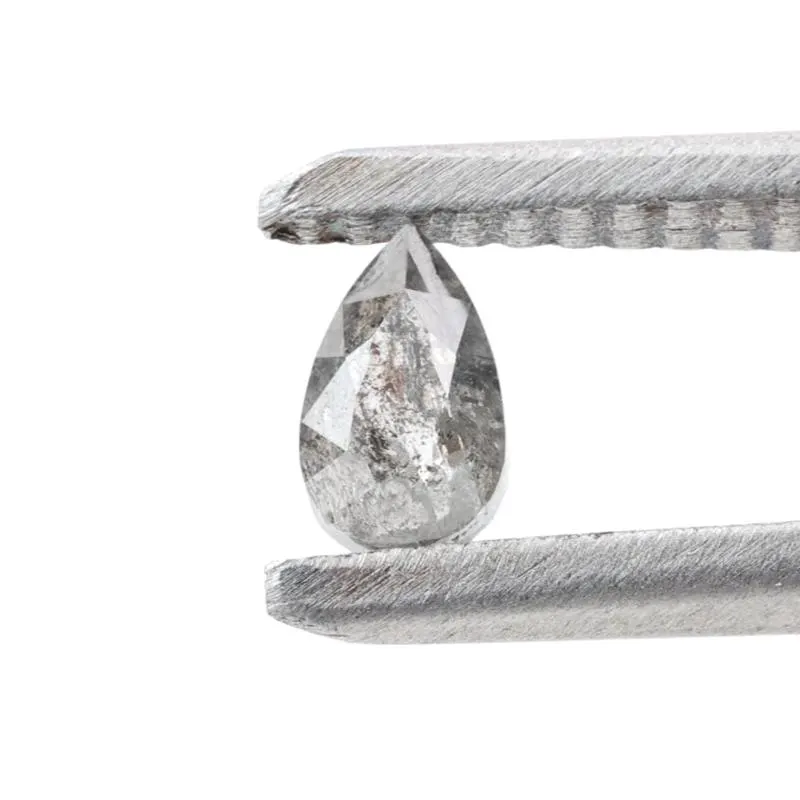 0.27 Ct Salt and Pepper Diamond, Natural Gray Color Pear Cut Loose Diamonds for Wedding Ring