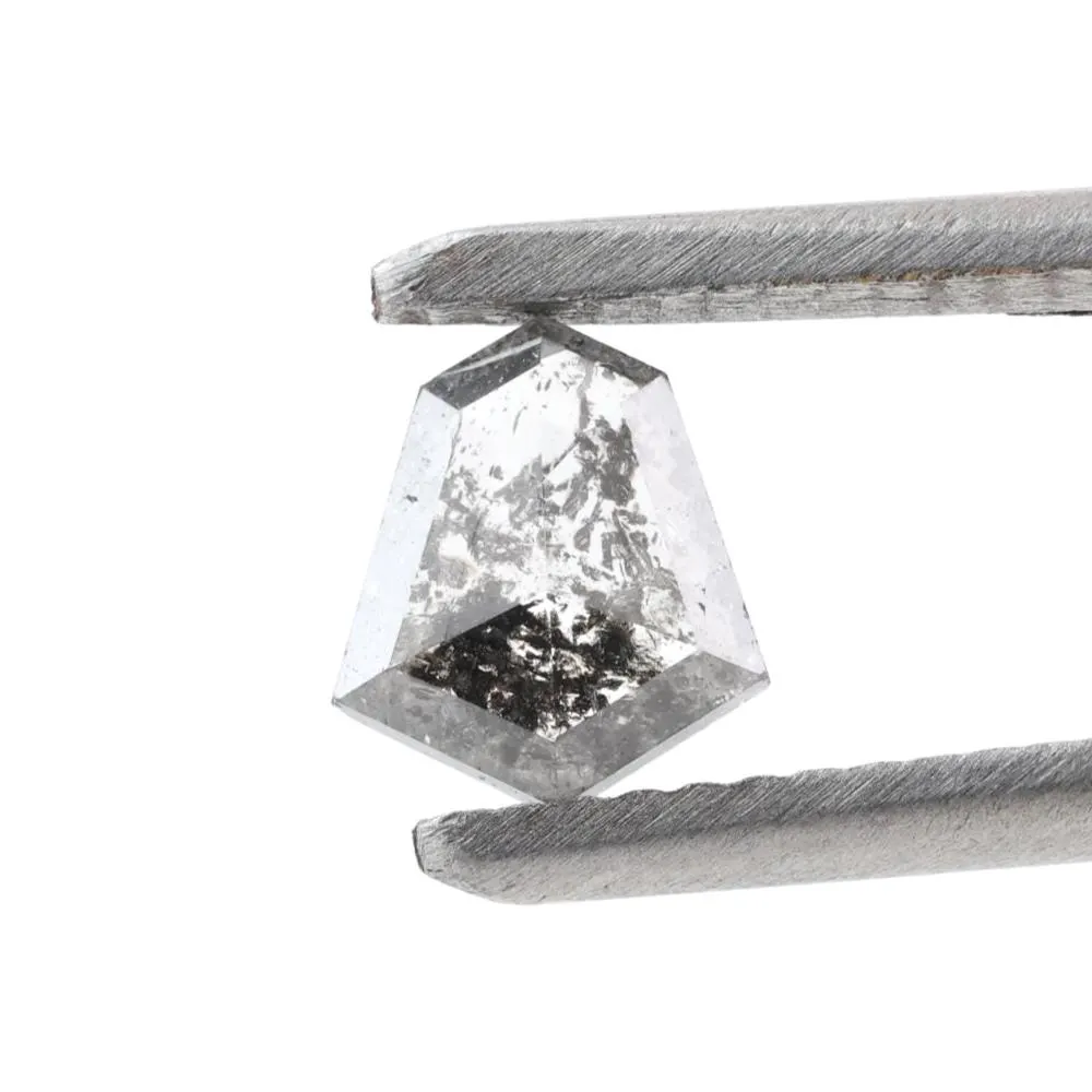 0.81 Ct Salt and Pepper Diamond, Natural Gray Shield Loose Diamonds for Engagement Ring