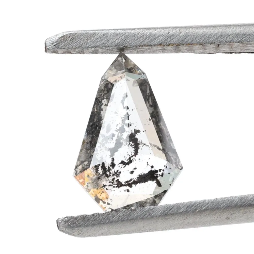 0.91 Ct Salt and Pepper Diamond, Natural Gray Shield Loose Diamonds for Engagement Ring