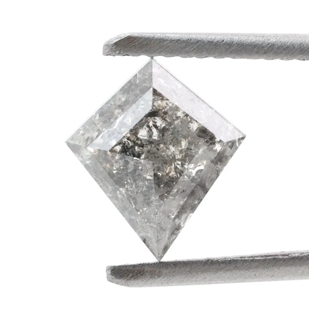 1.72 Ct Salt and Pepper Diamond, Natural Gray Kite Loose Diamonds for Engagement Ring